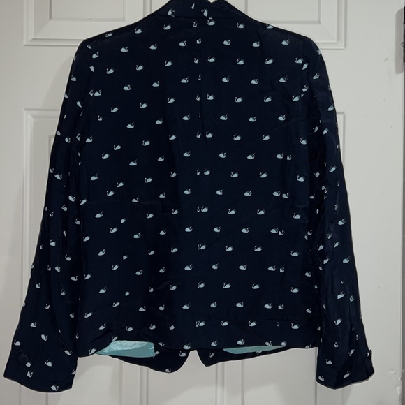 OCHIRLY Swan Navy Blazer Whimsical Barbie Kawaii Preppy Casual Coat Jacket Top M - Picture 2 of 5